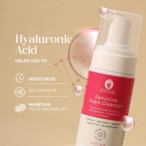 ZENZSUAL Feminine Foam Cleanser with Hyaluronic Acid and Organic Cranberry Extract – PH Balance - AB Mystery