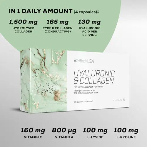 BioTechUSA Hyaluronic&Collagen, Food Supplement Capsules containing Collagen, hyaluronic Acid - AB Mystery