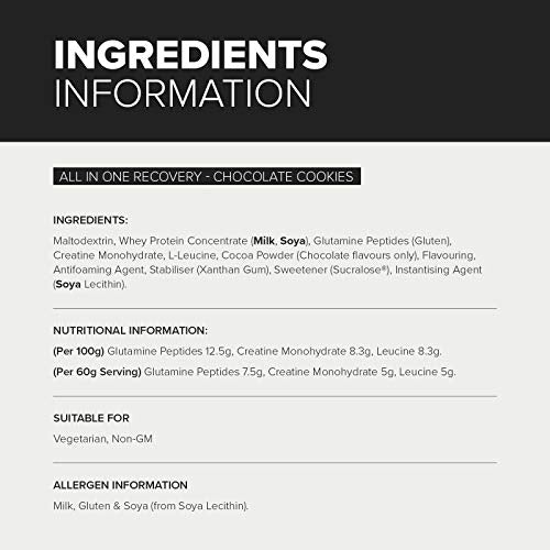 Bulk All in One Recovery, Protein Shake, Chocolate Cookies, 1 kg, Packaging May Vary Bulk