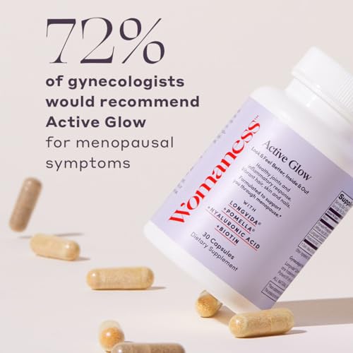 Womaness Active Glow Hair Skin and Nails Vitamins - Biotin, Longvida Curcumin & Hyaluronic Acid Womaness