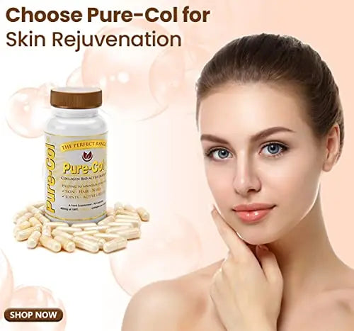 Pure-COL Collagen 90 Capsules 400mg Bio-Active Matrix High Strength Collagen Tablets - AB Mystery