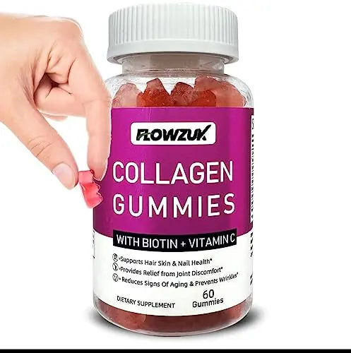 Collagen Gummies High Strength with Biotin Vitamin C & E | Flowzuk | Anti Aging, Hair Growth - AB Mystery