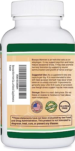 Bacopa Monnieri Capsules 20% Bacosides 450mg, 90 Count (Manufactured in USA - AB Mystery