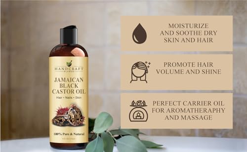 Handcraft Blends Jamaican Black Castor Oil for Hair Growth, Eyelashes and Eyebrows - 100% Pure - AB Mystery