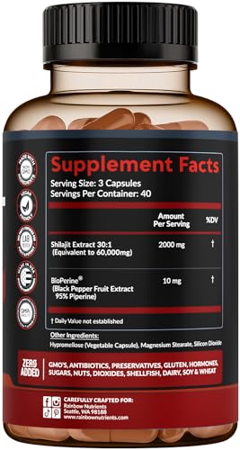 Pure Himalayan Shilajit Capsules Supplement (60,000mg+ Absorption Enhancer+50% - AB Mystery