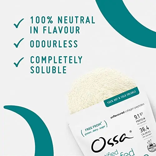 Ossa Certified Grassfed Collagen Peptides Powder-Supplement for Joint, Gut, Hair, Skin & Nails Ossa