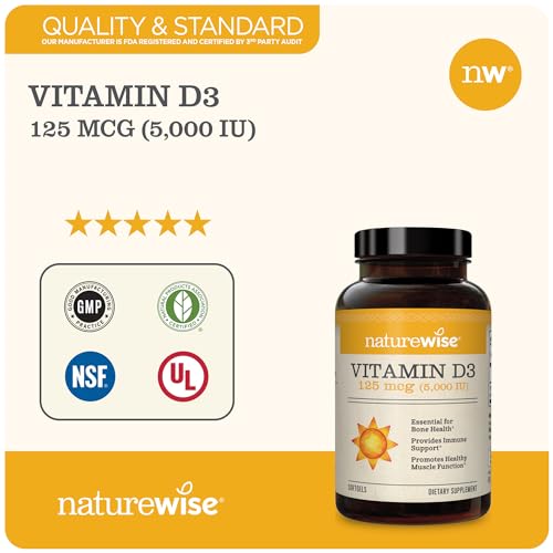 NatureWise Vitamin D3 5000iu (125 mcg) Healthy Muscle Function, and Immune Support - AB Mystery