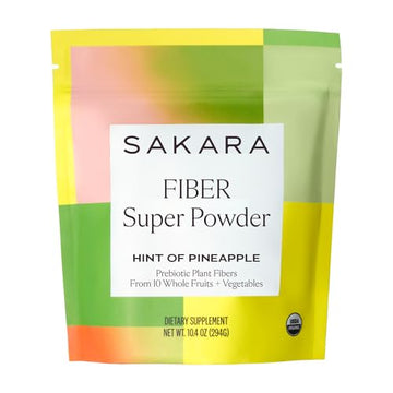 SAKARA Fiber Super Powder - Pineapple Flavor Prebiotic Fiber Powder, High Fiber