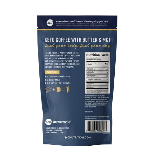 360 Nutrition Instant Keto Coffee with MCT Oil, Coconut Oil, Sweetened, Gluten Free - AB Mystery