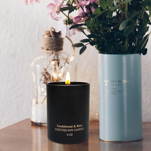Sandalwood Rose Scented Candles, Christmas Birthday Candle Gifts for Women, Best Friends - AB Mystery