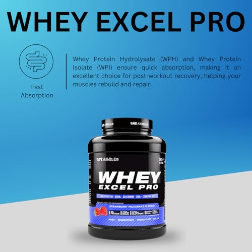 Out Angled Whey Excel Pro Whey Protein Powder Vanilla Flavour, 2kg, 66 Servings, High Protein Powder OUT ANGLED