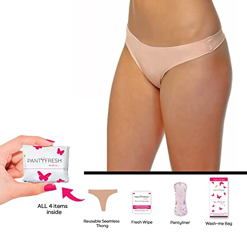 to-Go Panty Kit Includes 4 Items Seamless Thong Underwear Fresh Wipe Pantyliner & Washbag Travel - AB Mystery