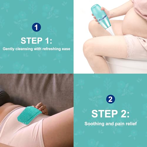 Peri Bottle Postpartum Portable Bidet - Perineal Bottle with 1 Ice Pack, Upside Down Squirt Bottle - AB Mystery