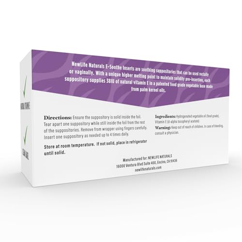 NewLife Naturals Vitamin E Suppositories 38IU - Vaginal Dryness Irritation Menopause Support - AB Mystery