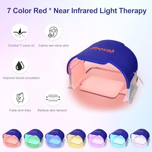 Frovab 7 in 1 Colors LED Light Therapy Mask, Red & Blue Face Mask Light Therapy, Portable & Flexiable - AB Mystery