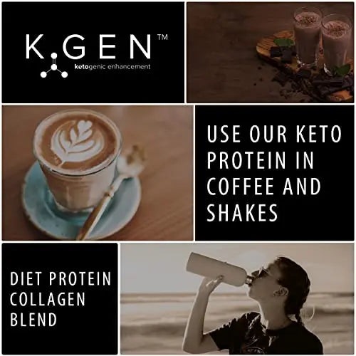 K-GEN™ Keto Collagen Protein Powder Natural Multi Collagen Chocolate Blend, Coconut MCT Vitamin C+B6 - AB Mystery