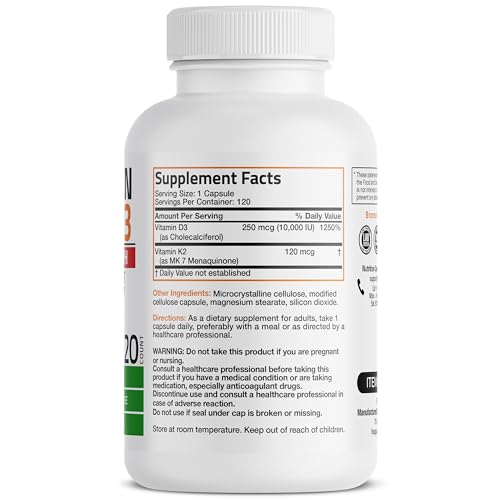 Bronson Vitamin K2 (MK7) with D3 Extra Strength Supplement Bone and Heart Health Non - AB Mystery