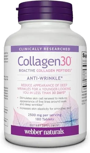Webber Naturals Collagen30® Bioactive Collagen Peptides 2500 mg 180 Tablets - AB Mystery
