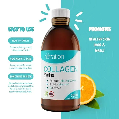 Marine Collagen Liquid | 25 x 10ml Servings | Liquid Collagen Drink for Women and Men | Pure Marine Collagen for Strong Bones & Joints - AB Mystery