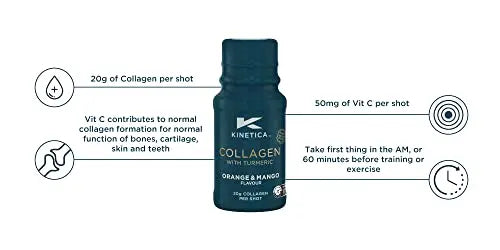 Kinetica Collagen with Turmeric (12-Pack) 20g Collagen & 50mg Vitamin C. Orange & Mango Flavour - AB Mystery
