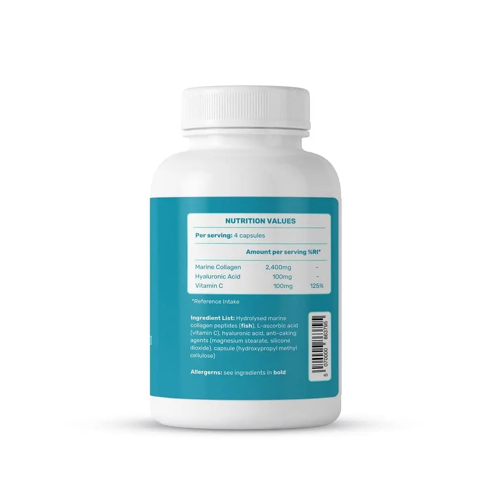 TRUE MARINE Collagen Capsules - 2,400mg of Marine Collagen with Hyaluronic Acid & Vitamin C - Skin, Hair, Nails & Joint Support TRUE MARINE
