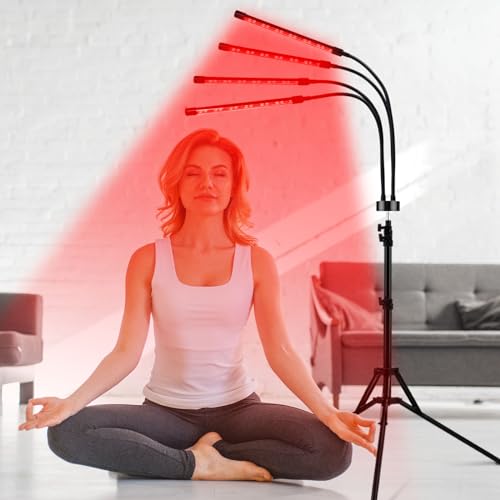 Devowellte Red Light Lamp for Face, 80 LEDs Red Light Lamp Height Free Adjustment Infrared Light - AB Mystery