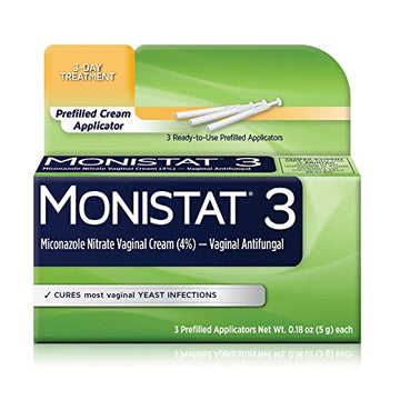 Monistat 3 Day Yeast Infection Treatment for Women, 3 Miconazole Pre-Filled Cream Applicators, 1 Pack