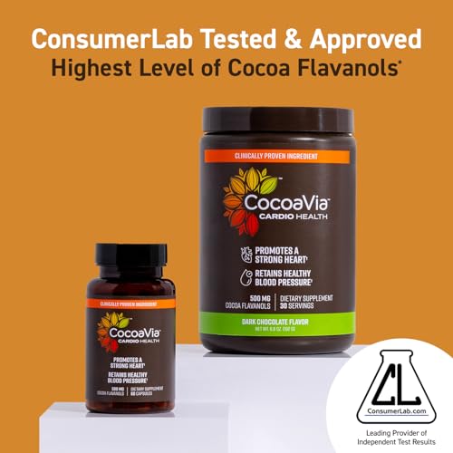 CocoaVia Cardio Health Cocoa Powder, 60 Servings, 500mg Cocoa Flavanols - AB Mystery