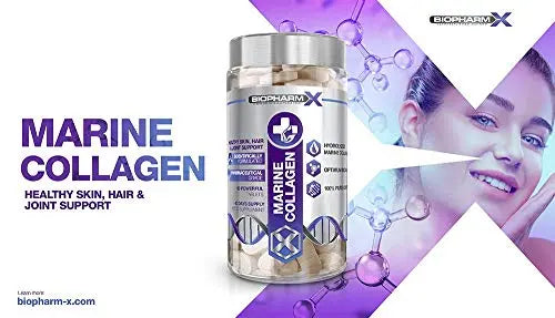 Marine Collagen 1000mg Tablets + Vitamin C (2 Month Supply / 60 High Strength Capsules) - AB Mystery