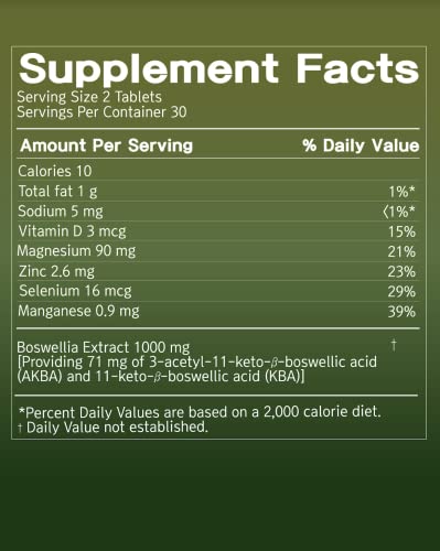 FromBIO for Joints Health and Cartilage, Boswellia, 1,000mg of Boswellia and 71mg of AKBA & KBA - AB Mystery