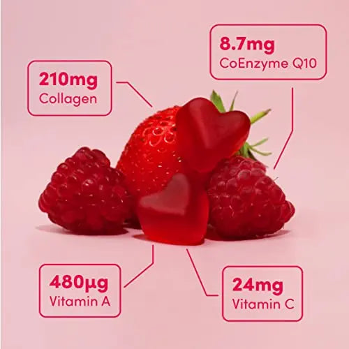 Collagen Peptides CoQ10 Vitamin Gummies. Vitamins A C Supplement, Biotin. Supports Collegen SOLV