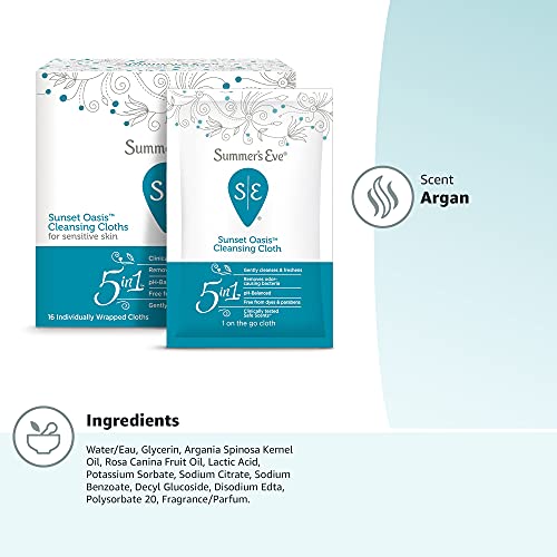 Summer's Eve Cleansing Wipes, Sunset Oasis, 16 count - AB Mystery