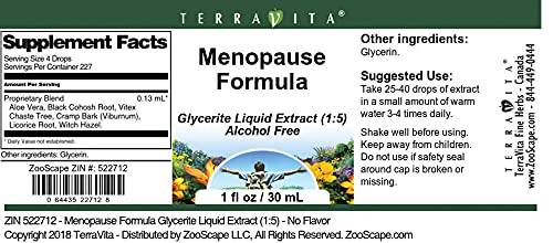 Terravita Menopause Formula Glycerite Liquid Extract (1:5) - No Flavor (1 oz, ZIN: 522712) - 3 Pack - AB Mystery