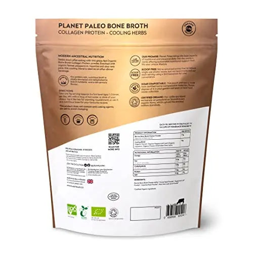Planet Paleo Organic Bone Broth - Cooling Herbs (450g, 50 Servings) Organic, Grass Fed, High Protein - AB Mystery