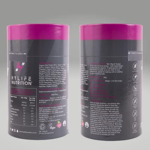 Hylife Nutrition - Organic Protein Powder - Mixed Berry Vegan Protein Powder (450g - 15 Servings) Hylife Nutrition