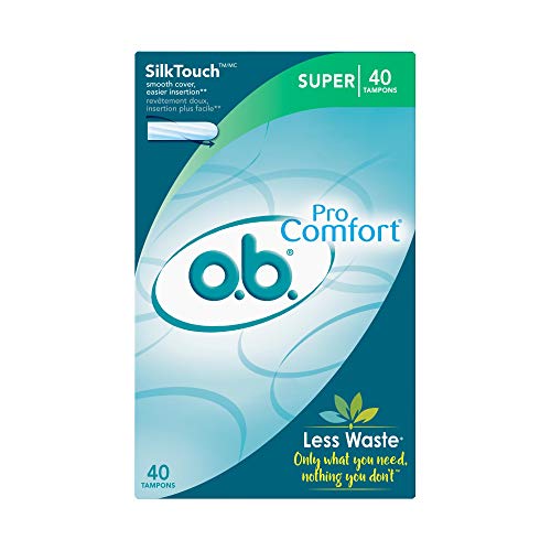 o.b. Pro-Comfort Non-Applicator Tampons, Super Absorbancy, 40 Count (Pack of 1) - AB Mystery