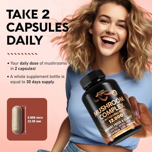 Mushroom Supplement - Organic Lion's Mane | Turkey Tail | Chaga | Cordyceps | Reishi - AB Mystery