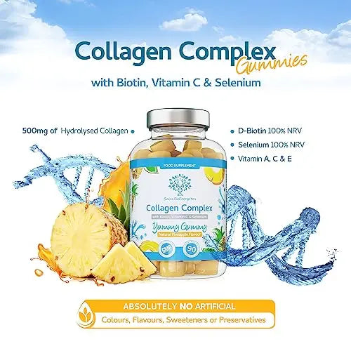 Collagen Complex - 90 Natural Pineapple Flavour Chewable Yummy Gummies - AB Mystery