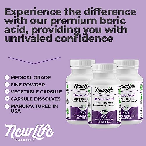 NewLife Naturals Boric Acid Suppositories for Women - 600mg - AB Mystery