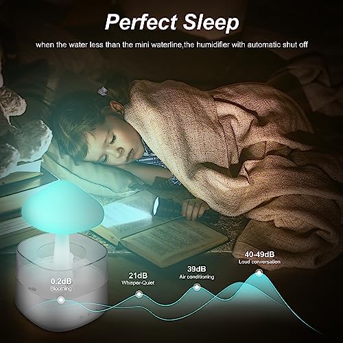 Mushroom Humidifier with Essential Oils, Night Light with 7 Changing Colors, Desk Cloud Lights - AB Mystery