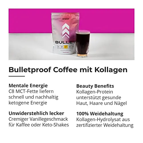 ahead BULLET | C8 MCT Powder with Collagen Powder - Vanilla - 300g - Perfect for Bulletproof Coffee - AB Mystery