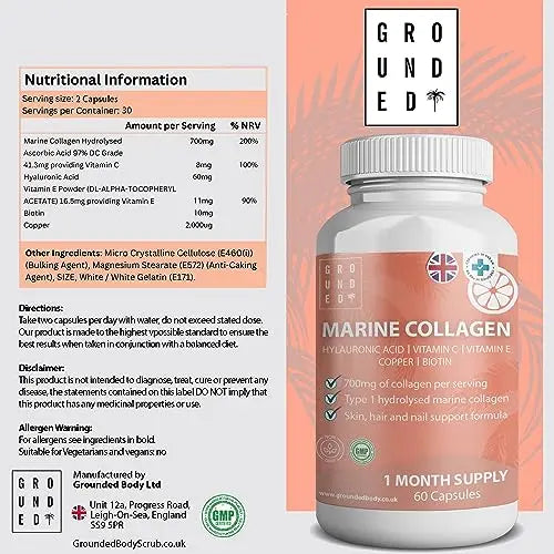Hydrolysed Marine Collagen 700mg with Hyaluronic Acid, Vitamin C, Vitamin E, Copper & Biotin - AB Mystery