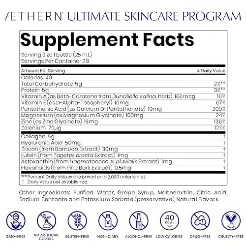 Collagen Drink + Hyaluronic Acid. Liquid Skincare Supplement. 12 High-Grade Natural Ingredients - AB Mystery