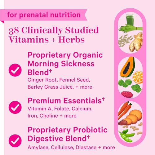 Pink Stork Premium Prenatal Vitamins for Women with Organic Whole-Food Ingredients Pink Stork