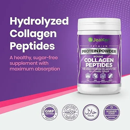 JeaKen - Unflavored Collagen Peptides Powder from Grass-Fed Bovine Sources - Sugar-Free Hydrolyzed Collagen - AB Mystery