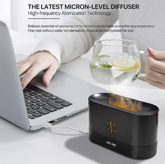 Flame Aroma Diffuser Humidifier 180ml, Oil Essential 2 Modes Brightness Aroma Humidifier - AB Mystery