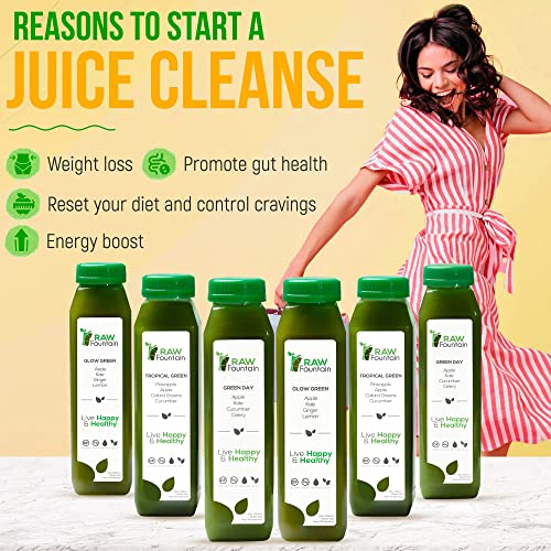Raw Fountain 7 Day Green Juice Cleanse, All Natural Raw, Vegan Detox, Cold Pressed - AB Mystery