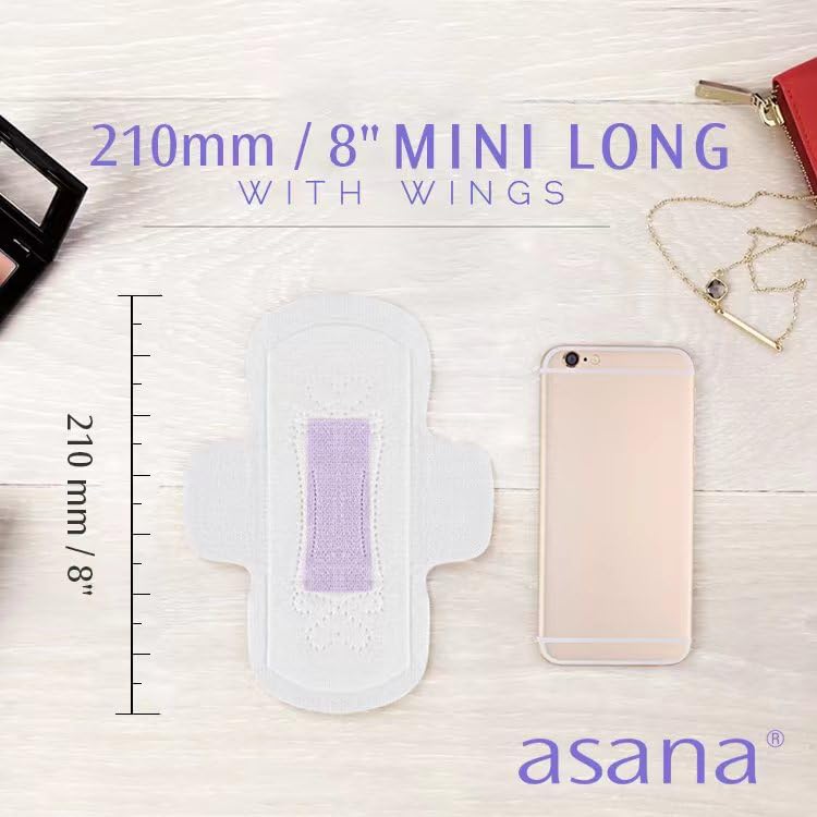 Asana Natural Teen Period Pads Combo Pack (Mini, Mini Long, Liner, and Women Reg - Chlorine Free - AB Mystery