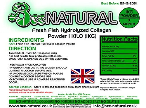 Bee-natural Marine Life (Fish) Hydrolyzed Collagen Powder 1KG Type 1 - AB Mystery