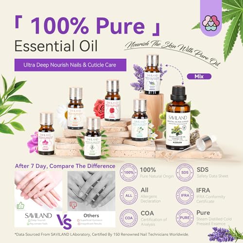 SAVILAND Essential Oils for Cuticle Nails: 100% Pure Natural Essential Oil Tea Tree Lavender Jasmine - AB Mystery